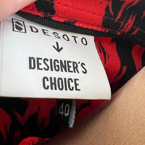 Desoto Designers Choice Top 8 Womens Red Black Abstract Button Up Long Sleeve - Picture 5 of 8